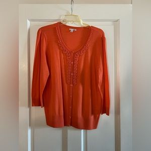 Halogen Cashmere Blend Button Up Beaded Lightweig… - image 1